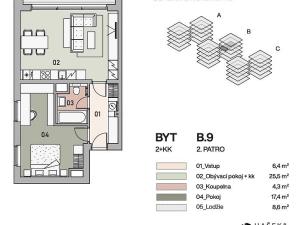 Prodej bytu 2+kk, Praha - Vysočany, Pod Krocínkou, 59 m2