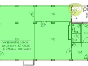 Pronájem obchodního prostoru, Pelhřimov, Nádražní, 139 m2