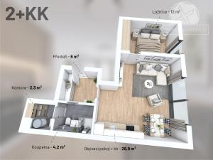 Prodej bytu 2+kk, Praha - Vysočany, V Předním Hloubětíně, 54 m2