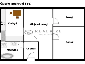 Pronájem bytu 3+1, Hluboká nad Vltavou, Sadová, 60 m2