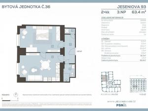 Prodej bytu 2+kk, Praha - Žižkov, Jeseniova, 62 m2