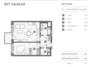 Pronájem bytu 2+kk, Praha - Vysočany, Stejnosměrná, 57 m2