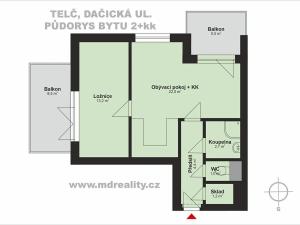 Prodej bytu 2+kk, Telč, 46 m2