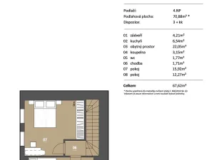 Pronájem bytu 3+kk, Brno, Stará, 68 m2