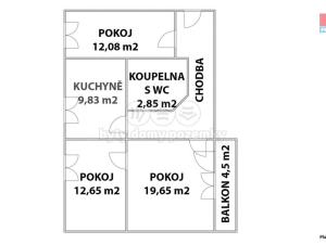 Pronájem bytu 3+1, Brno - Židenice, Bořetická, 73 m2