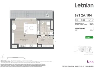 Prodej bytu 1+kk, Praha - Letňany, Tupolevova, 34 m2