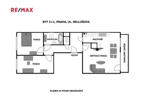 Prodej bytu 3+1, Praha - Stodůlky, Bellušova, 81 m2