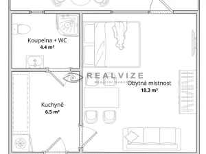 Prodej bytu 1+kk, České Budějovice, Dobrovodská, 33 m2