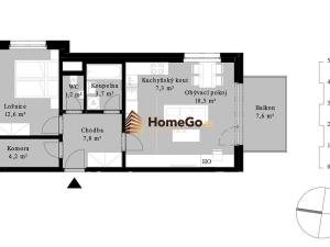 Pronájem bytu 2+kk, Praha - Modřany, Komořanská, 61 m2