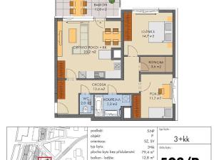 Prodej bytu 3+kk, Praha - Hlubočepy, náměstí Olgy Scheinpflugové, 79 m2