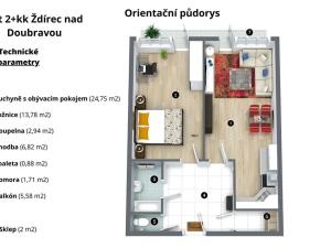 Prodej bytu 2+kk, Ždírec nad Doubravou, nám. 9. května, 58 m2