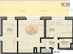 Pronájem bytu 3+kk, České Budějovice - České Budějovice 6, Novohradská, 74 m2