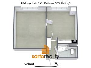 Prodej bytu 1+1, Ústí nad Labem, Peškova, 37 m2