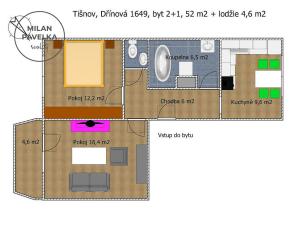 Pronájem bytu 2+1, Tišnov, Dřínová, 52 m2