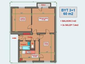 Prodej bytu 3+1, Opočno, Dobrušská, 60 m2