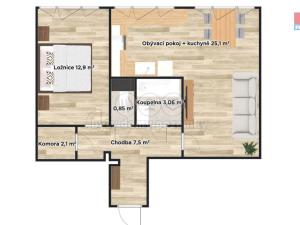 Pronájem bytu 2+kk, Hradec Králové - Slezské Předměstí, Uhelná, 52 m2
