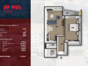 Prodej bytu 2+kk, Praha - Záběhlice, Práčská, 57 m2