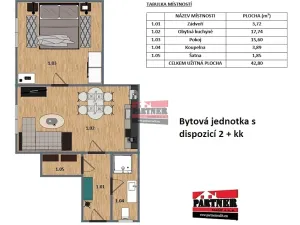 Pronájem bytu 2+kk, Bechyně, U Nádraží, 43 m2