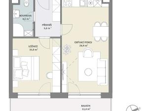 Prodej bytu 2+kk, Praha - Hlubočepy, Na Zlíchově, 53 m2