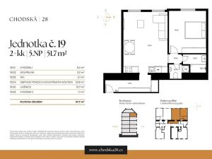 Prodej bytu 2+kk, Praha - Vinohrady, Chodská, 52 m2