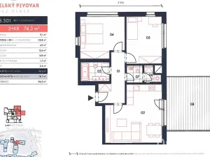 Pronájem bytu 3+kk, Praha - Nusle, Muzikova, 79 m2