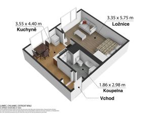 Pronájem bytu 1+1, Chlumec, Ústecká, 38 m2
