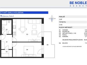 Pronájem bytu 2+kk, Praha - Vysočany, Fafkových, 54 m2