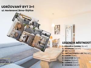 Prodej bytu 3+1, Brno, Havlenova, 68 m2