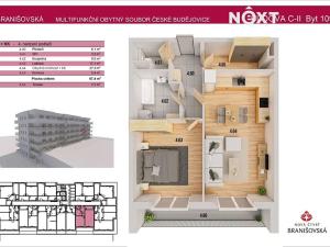 Prodej bytu 2+kk, České Budějovice, Branišovská, 67 m2