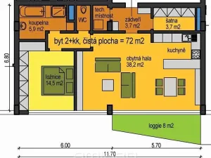 Pronájem bytu 2+kk, Brno, Mezírka, 78 m2