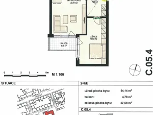 Pronájem bytu 2+kk, Praha - Libeň, V mezihoří, 54 m2