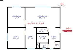 Prodej bytu 3+1, Benešov, Na Spořilově, 71 m2