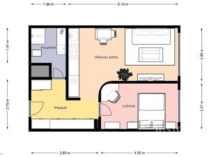 Pronájem bytu 2+kk, Praha - Chodov, Hráského, 46 m2