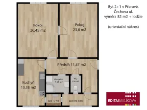 Pronájem bytu 2+1, Přerov, Čechova, 82 m2