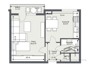 Pronájem bytu 1+1, Praha - Záběhlice, Jabloňová, 33 m2