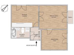 Prodej bytu 2+1, Zastávka, Červený vrch, 50 m2