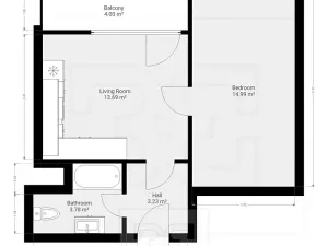 Pronájem bytu 2+kk, Liberec, Česká, 40 m2