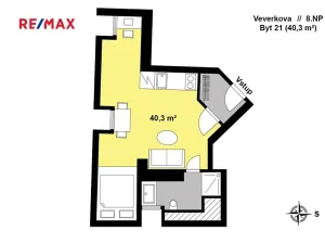 Prodej bytu 1+kk, Praha - Holešovice, Veverkova, 40 m2