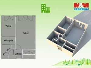 Pronájem bytu 2+kk, Rožnov pod Radhoštěm, Moravská, 39 m2