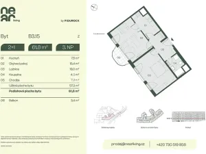 Prodej bytu 2+1, Praha - Libeň, Na kopečku, 57 m2