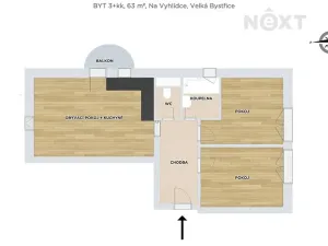 Pronájem bytu 3+kk, Velká Bystřice, Na Vyhlídce, 63 m2