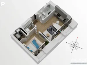 Pronájem bytu 2+kk, Hradec Králové, Eliščino nábřeží, 30 m2