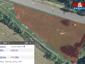 Prodej pozemku pro bydlení, Údrnice, 1215 m2