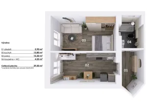 Pronájem bytu 1+1, Praha - Braník, Nad malým mýtem, 39 m2