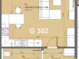 Prodej bytu 1+kk, České Budějovice, České Vrbné, 45 m2