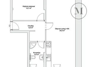 Pronájem bytu 2+kk, České Budějovice, Novohradská, 50 m2