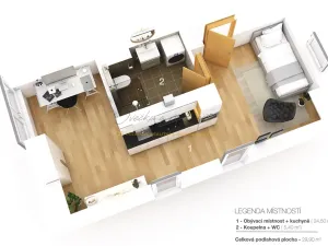 Prodej bytu 1+kk, Černá v Pošumaví, 33 m2