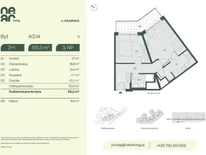 Prodej bytu 2+1, Praha - Libeň, Na kopečku, 50 m2