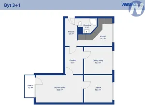 Prodej bytu 3+1, Netolice, Hornická, 73 m2