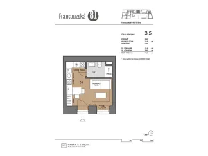 Pronájem bytu 1+kk, Brno, Francouzská, 20 m2